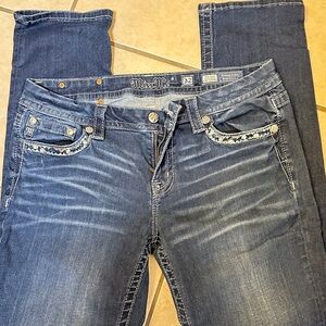 Miss Me Blue Boot Cut Jeans with Embellished Pockets